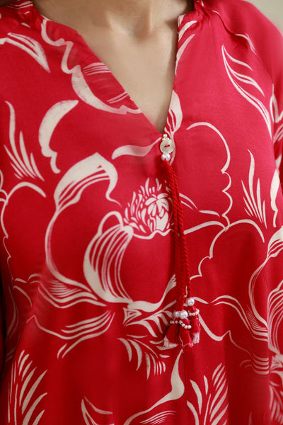 2 Piece - Printed & Embellished Linen Suit - KPW25-P3795 - Shop Now at Kayseria