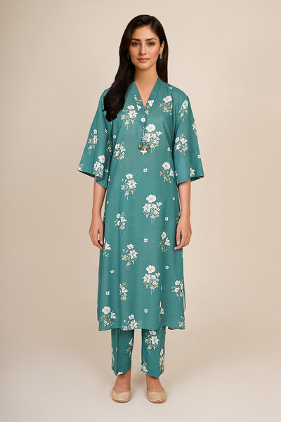 2 Piece - Printed & Embellished Cotton Karandi Suit - KPW25-P3677 - Shop Now at Kayseria