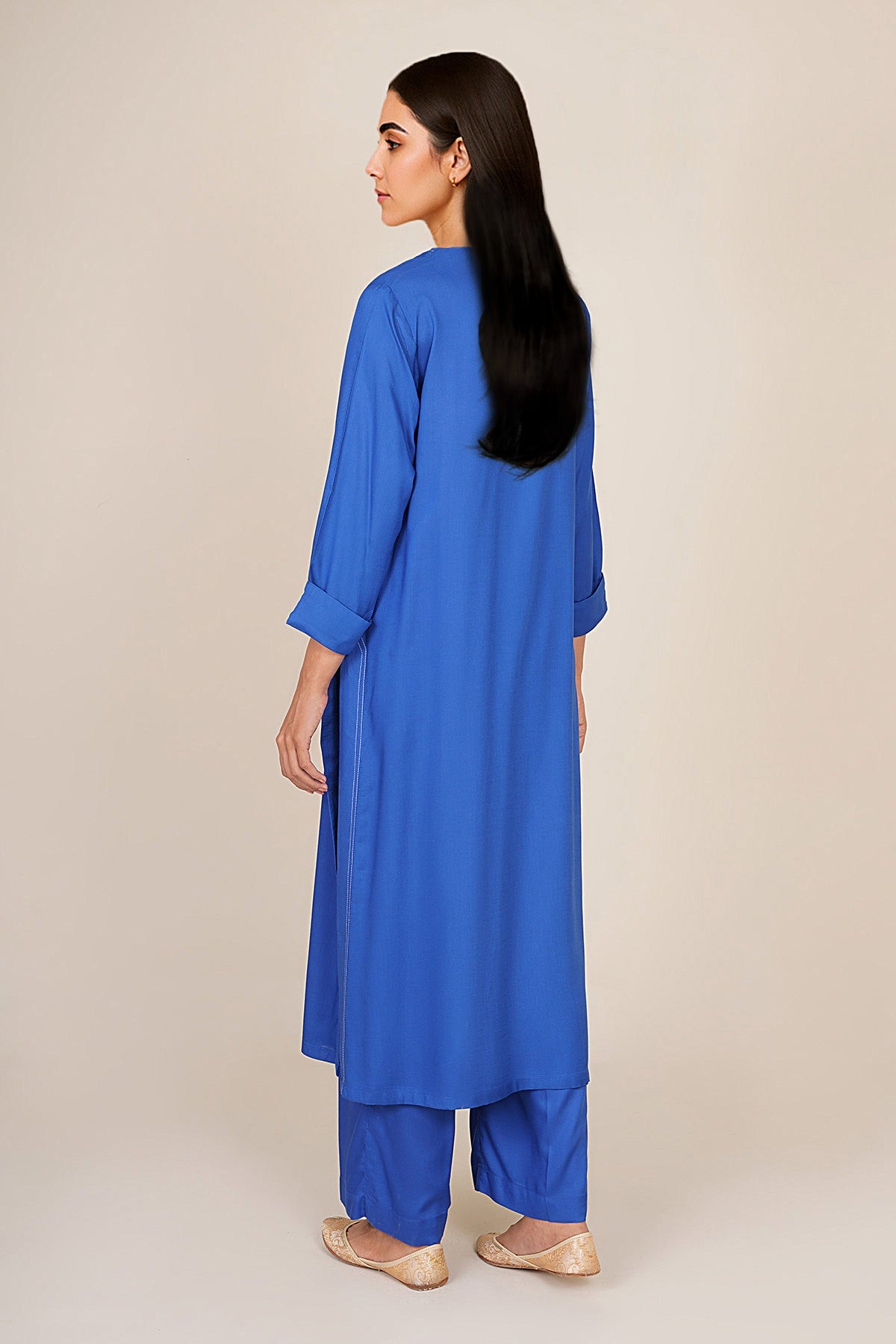 2 Piece - Embellished Linen Suit - KPW25-P3703