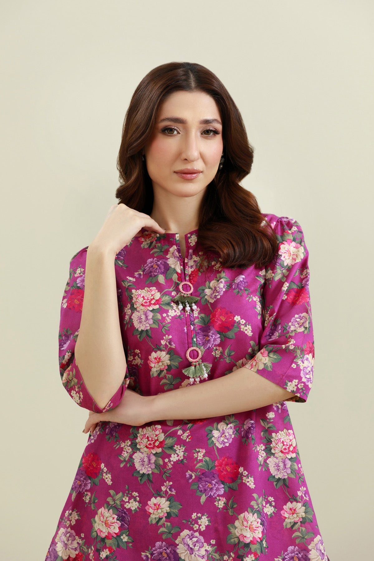 2 Piece - Printed & Embellished Khaddar Suit - KPW25-P3748 - Shop Now at Kayseria