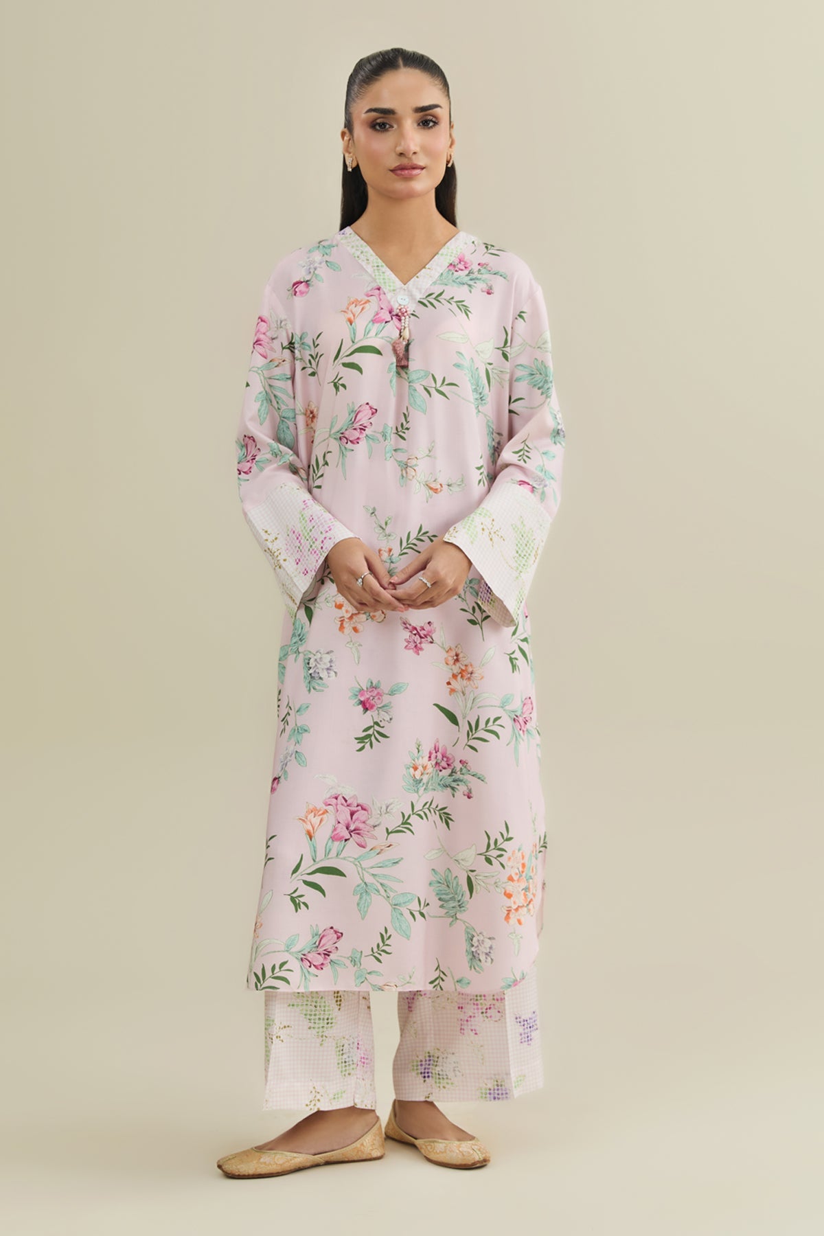 2 Piece - Printed Linen Suit - KPW25-P3798 - Shop Now at Kayseria