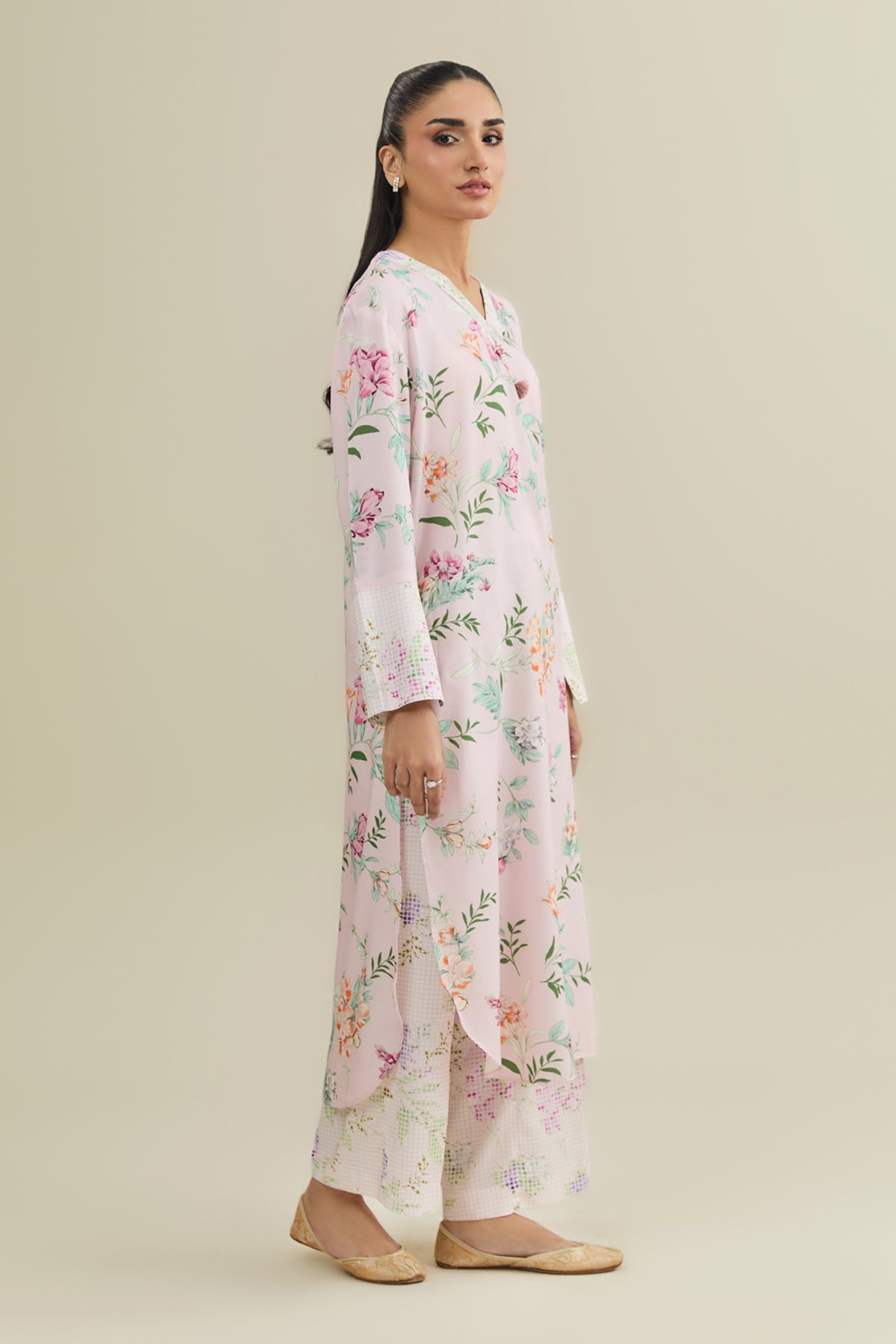 2 Piece - Printed Linen Suit - KPW25-P3798 - Shop Now at Kayseria