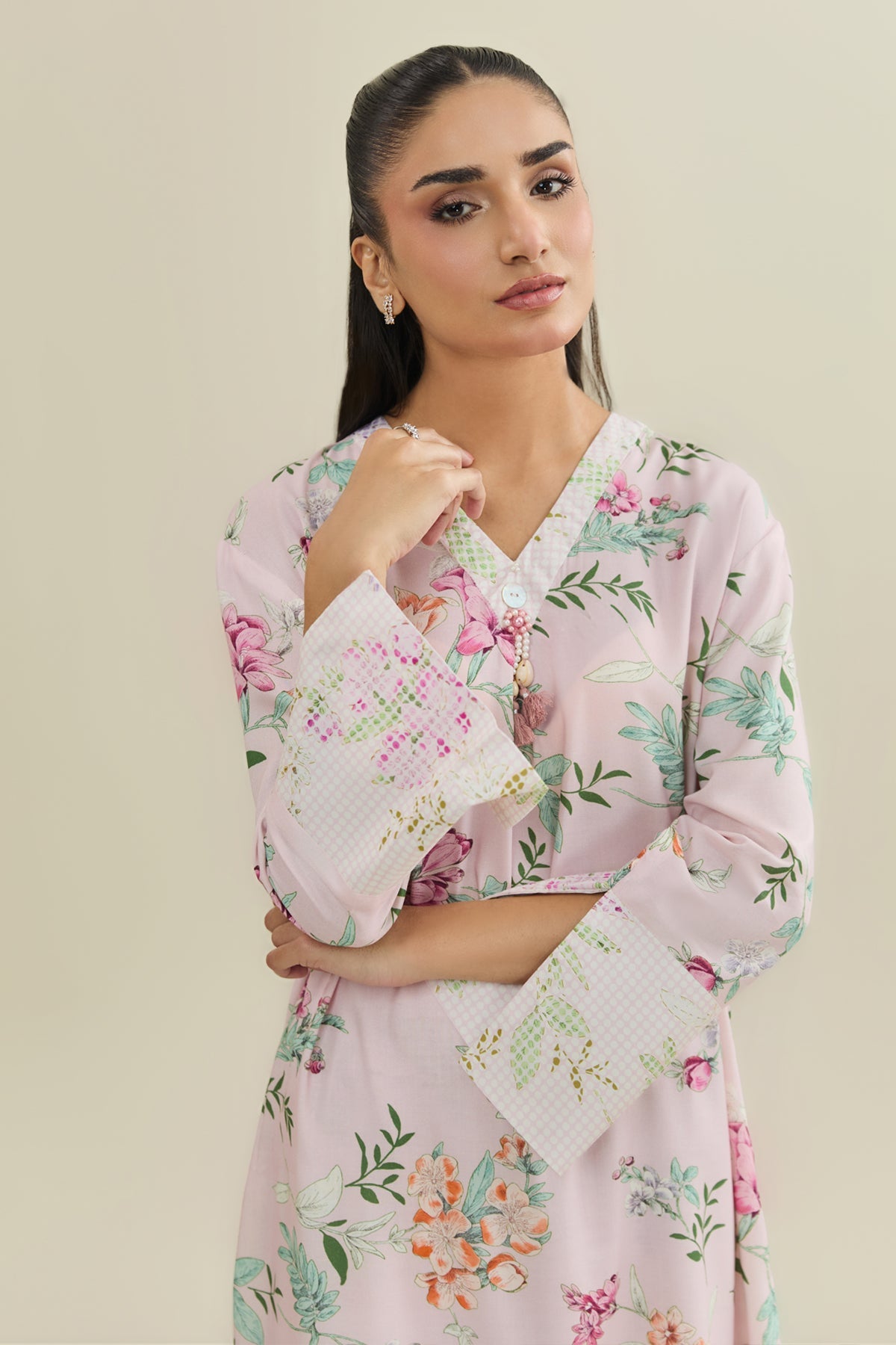 2 Piece - Printed Linen Suit - KPW25-P3798 - Shop Now at Kayseria