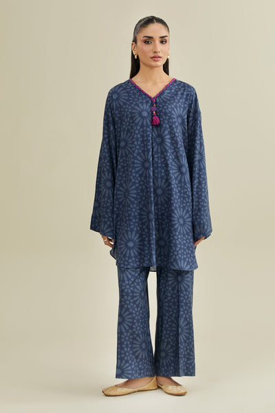 2 Piece - Printed Linen Suit - KPW25-P3799 - Shop Now at Kayseria