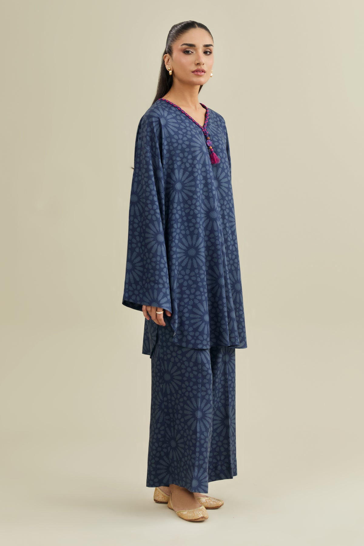 2 Piece - Printed Linen Suit - KPW25-P3799 - Shop Now at Kayseria