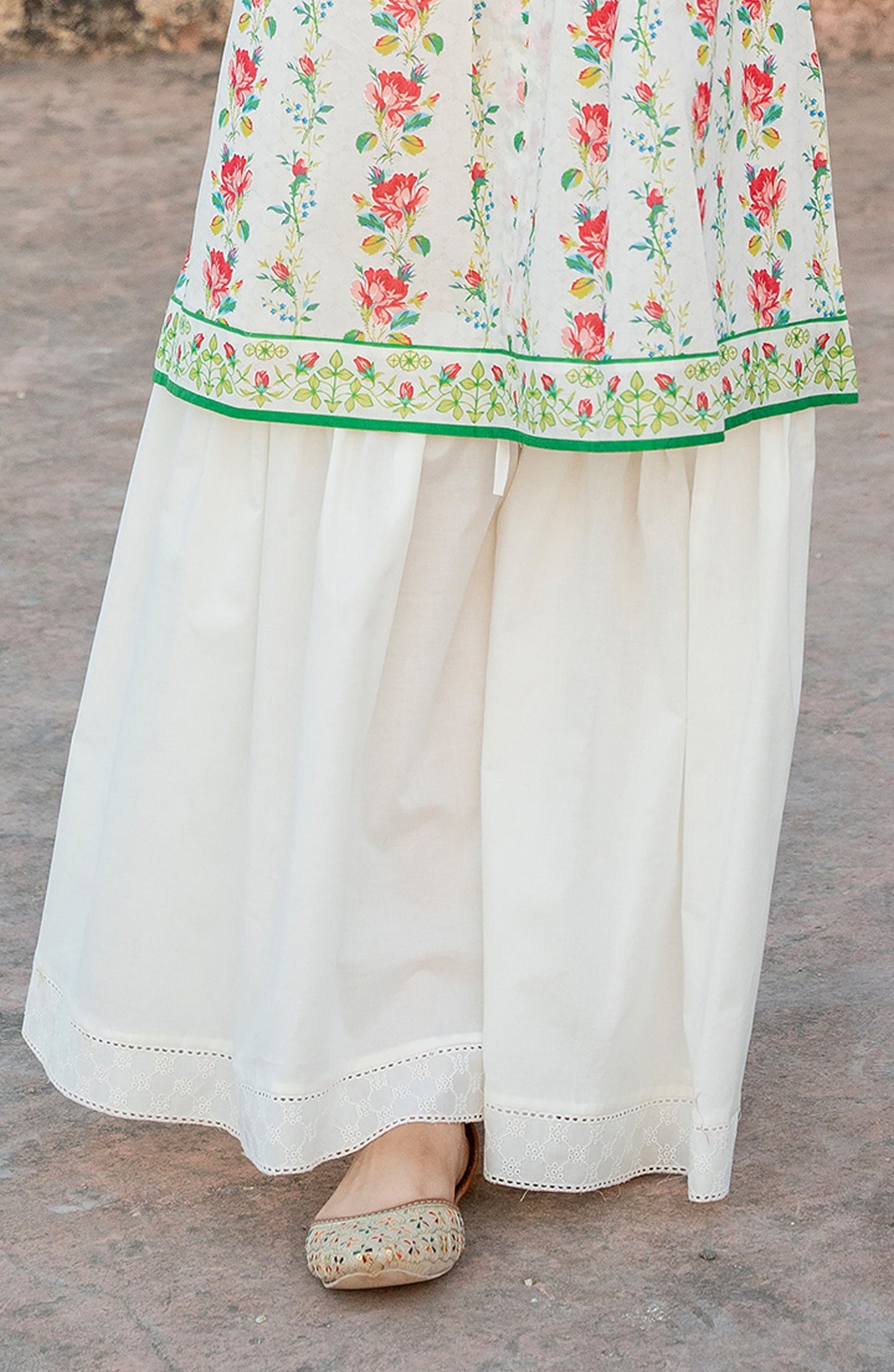 Embroidered Lace Gharara