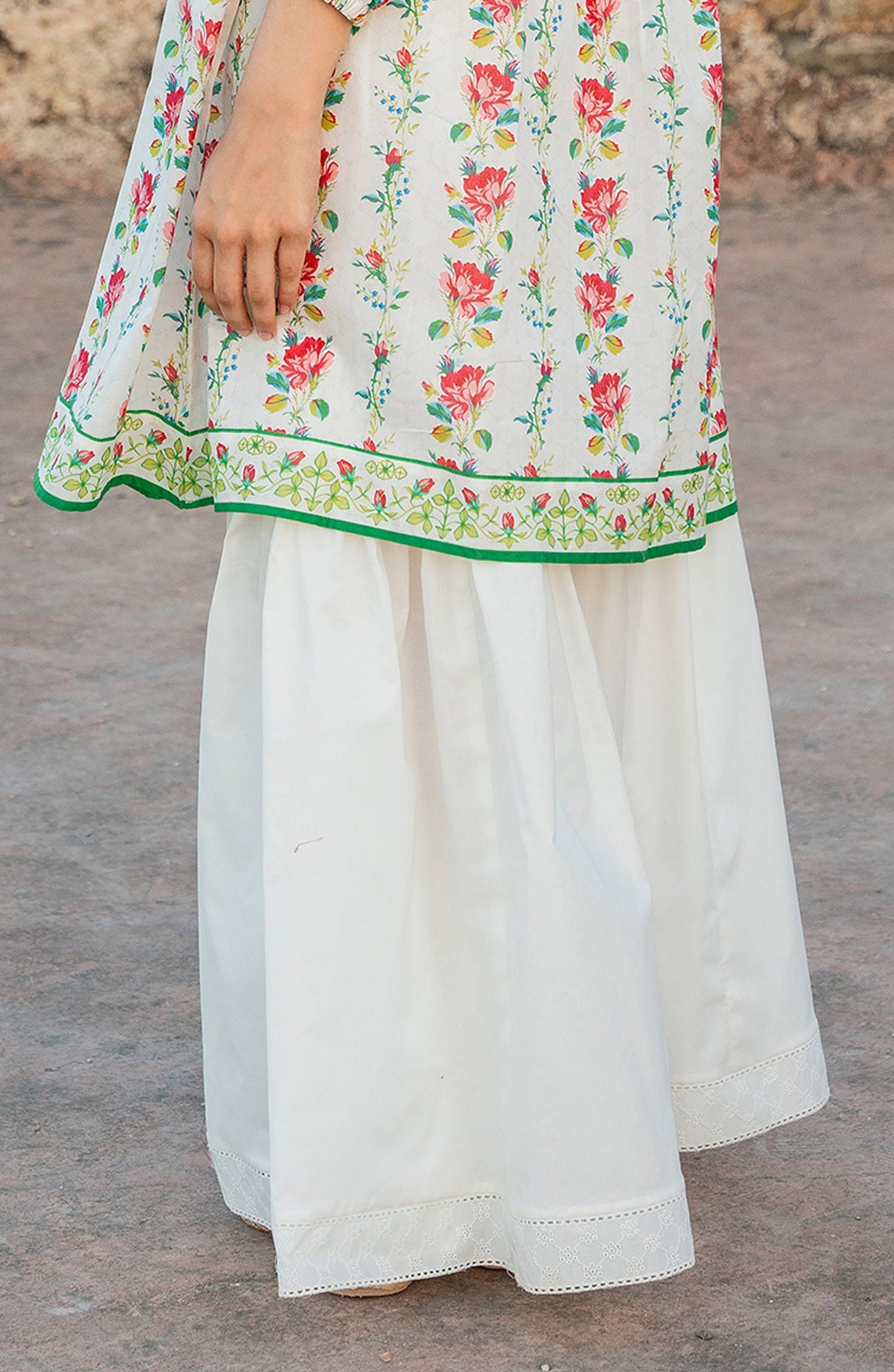 Embroidered Lace Gharara