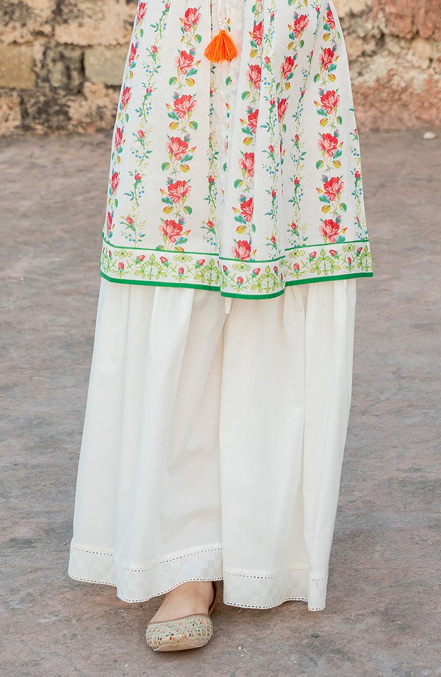 Embroidered Lace Gharara