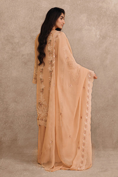 2 Piece - Embroidered Pure Chiffon Suit - MC1107-36 - Shop Now at Kayseria