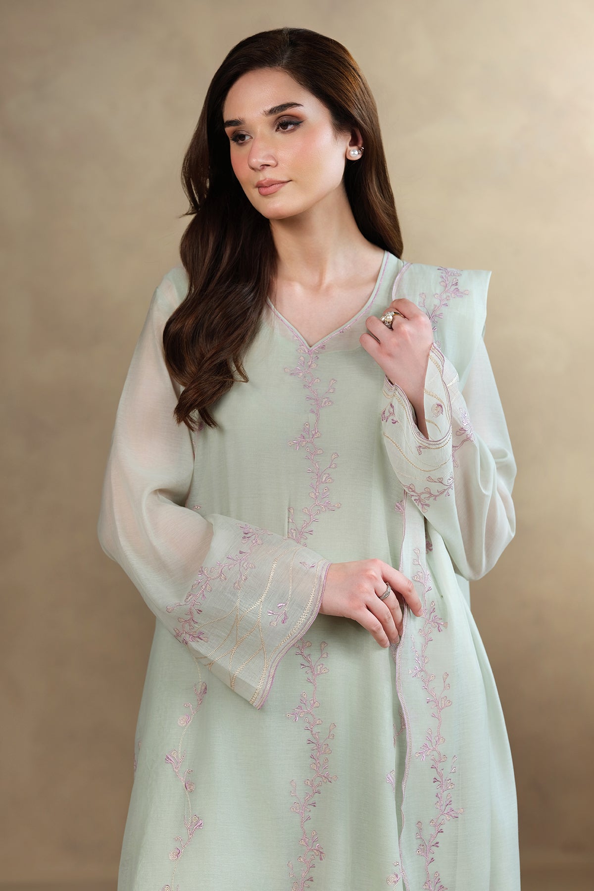 4 Piece - Embroidered Kara Cotton Suit - MC1801-1 - Shop Now at Kayseria