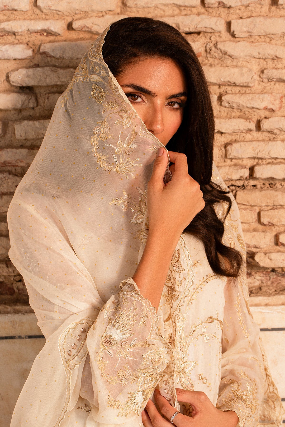 4 Piece - Printed & Embroidered Pure Chiffon Suit - MC1805-1 - Shop Now at Kayseria