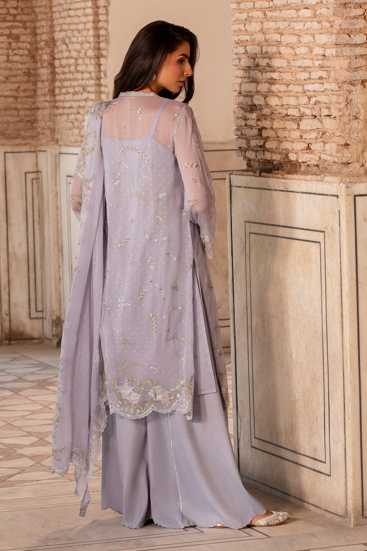 4 Piece - Printed & Embroidered Pure Chiffon Suit - MC1805-2 - Shop Now at Kayseria