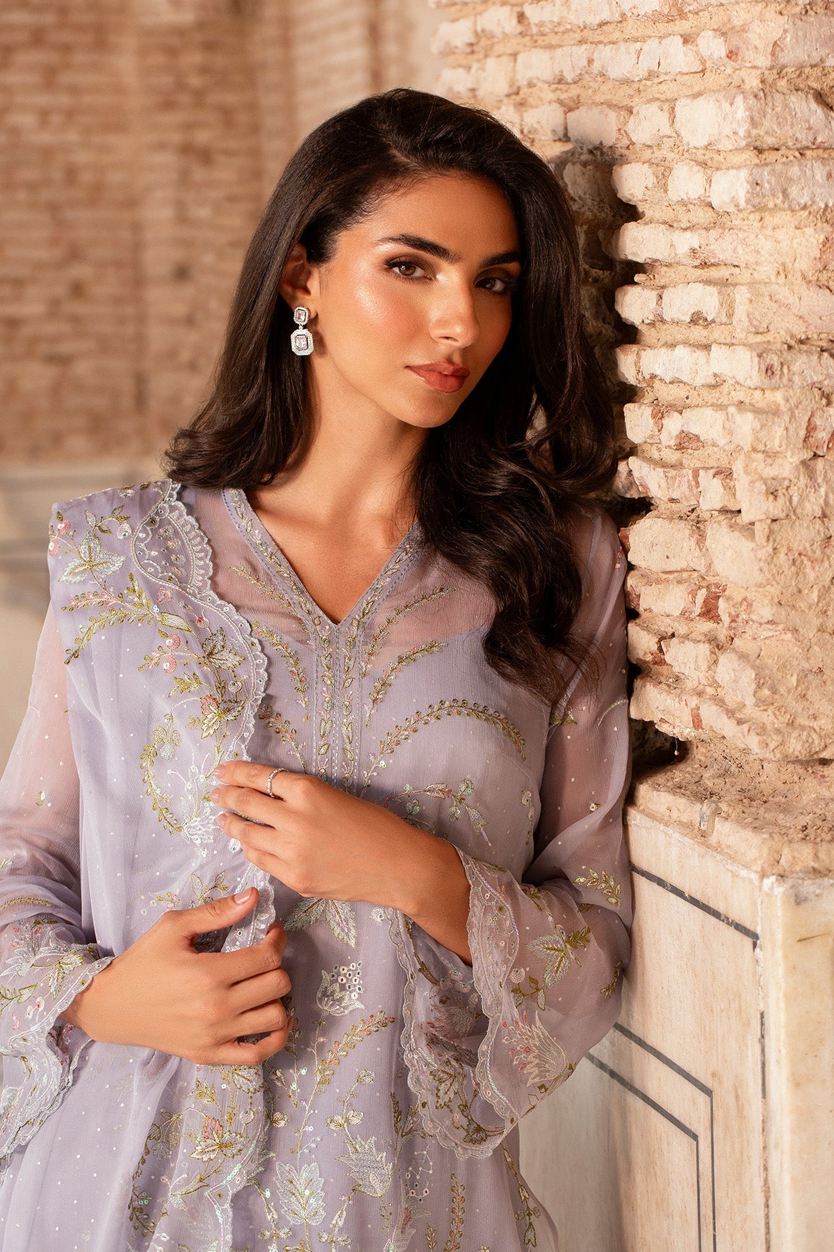 4 Piece - Printed & Embroidered Pure Chiffon Suit - MC1805-2 - Shop Now at Kayseria