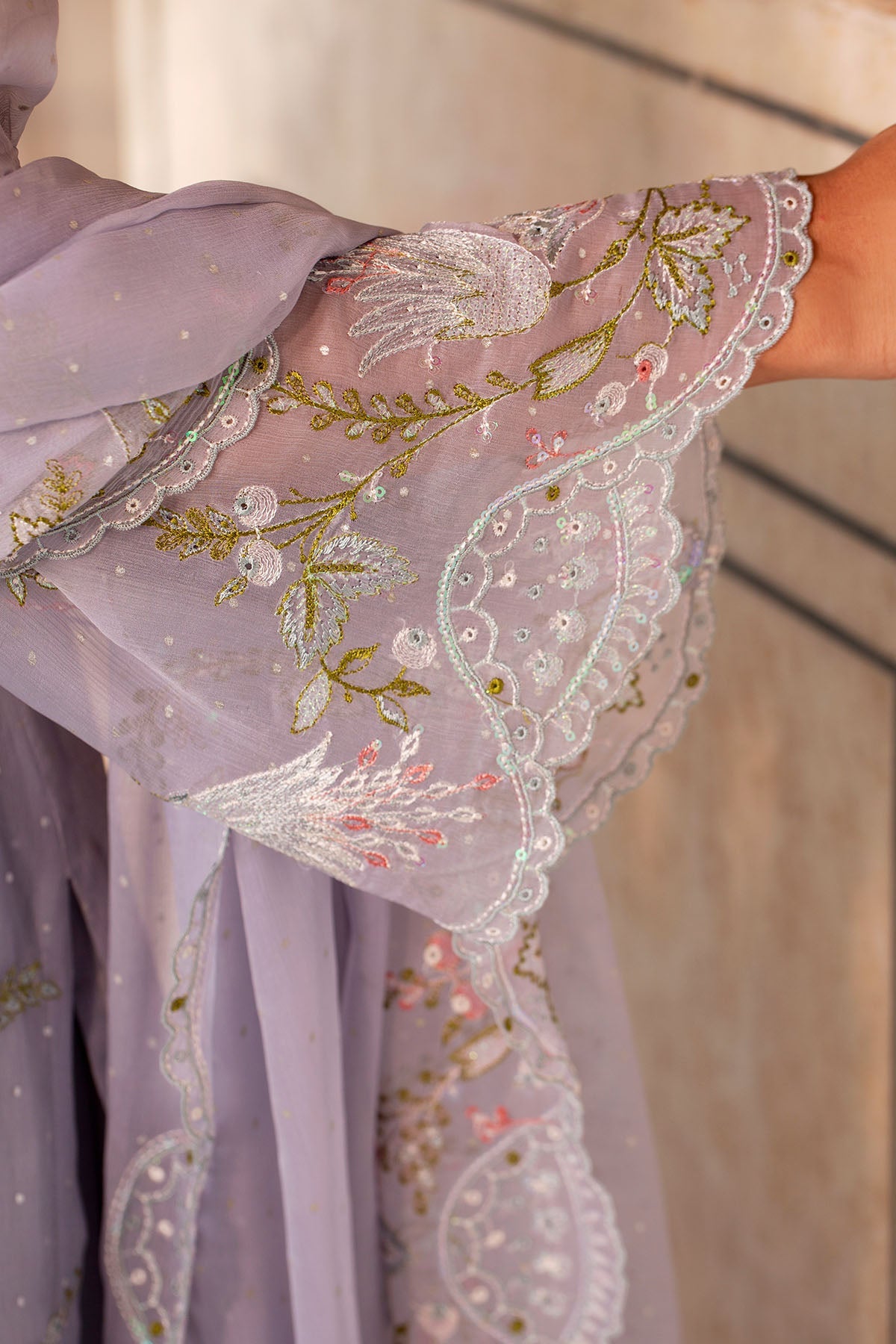 4 Piece - Printed & Embroidered Pure Chiffon Suit - MC1805-2 - Shop Now at Kayseria
