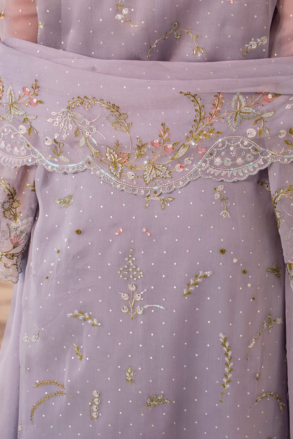 4 Piece - Printed & Embroidered Pure Chiffon Suit - MC1805-2 - Shop Now at Kayseria
