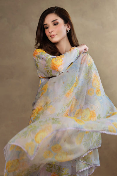 3 Piece - Printed & Embroidered Stripe Lawn Suit - MC1819 - Shop Now at Kayseria