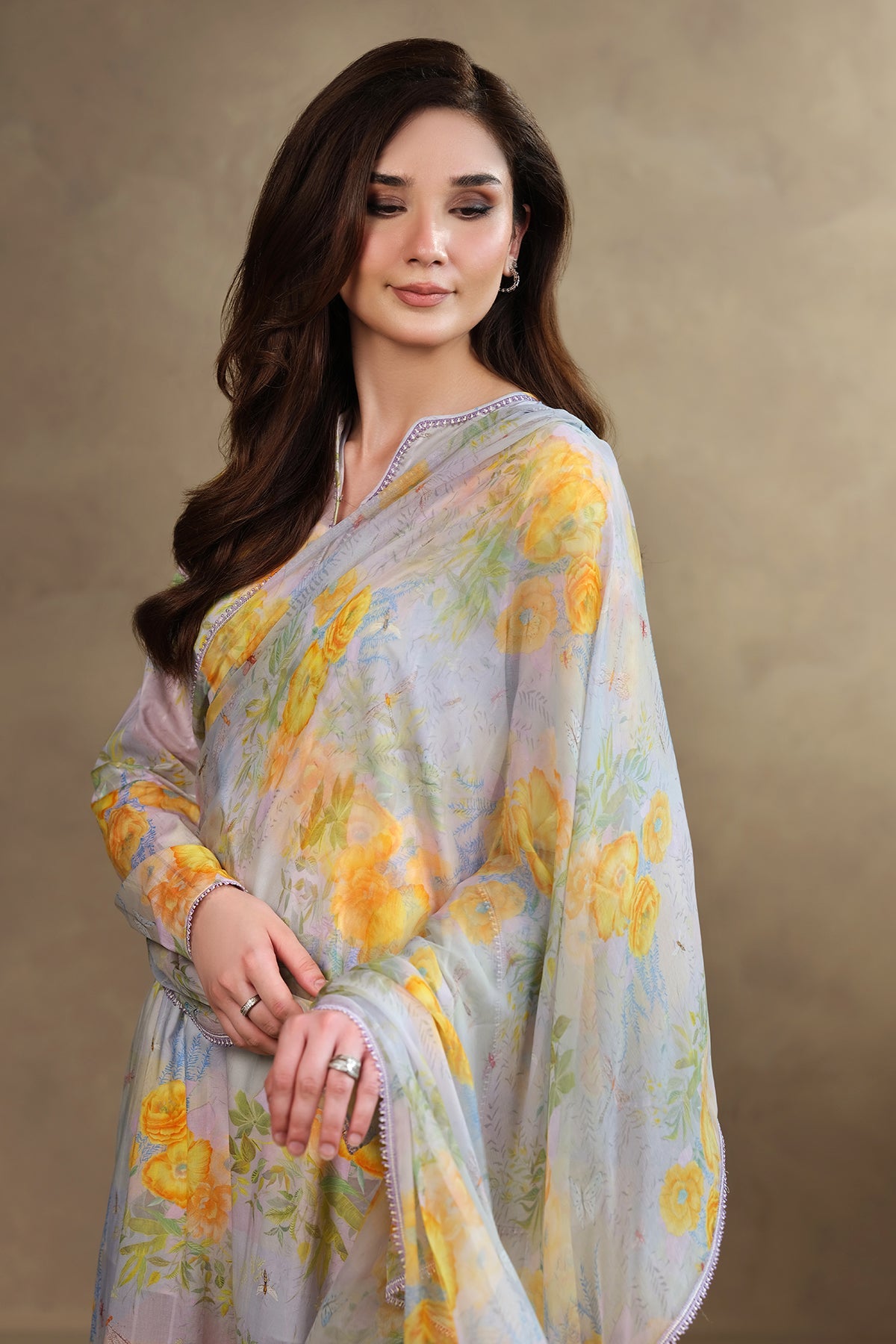 3 Piece - Printed & Embroidered Stripe Lawn Suit - MC1819 - Shop Now at Kayseria