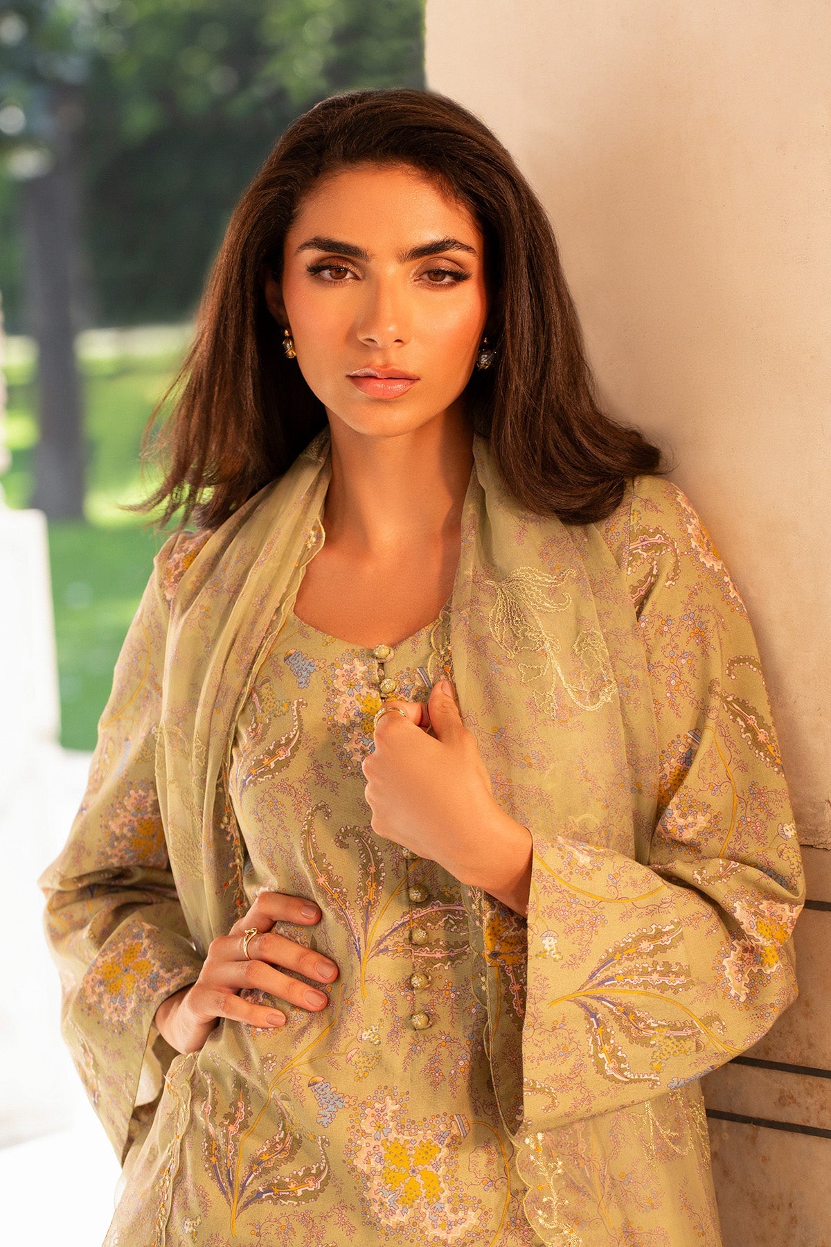 3 Piece - Printed & Embroidered Suit - MC2100