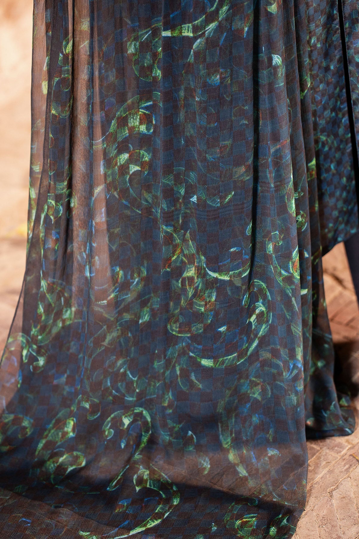 3 Piece - Printed Raw Silk Suit - MC2107 - Shop Now at Kayseria