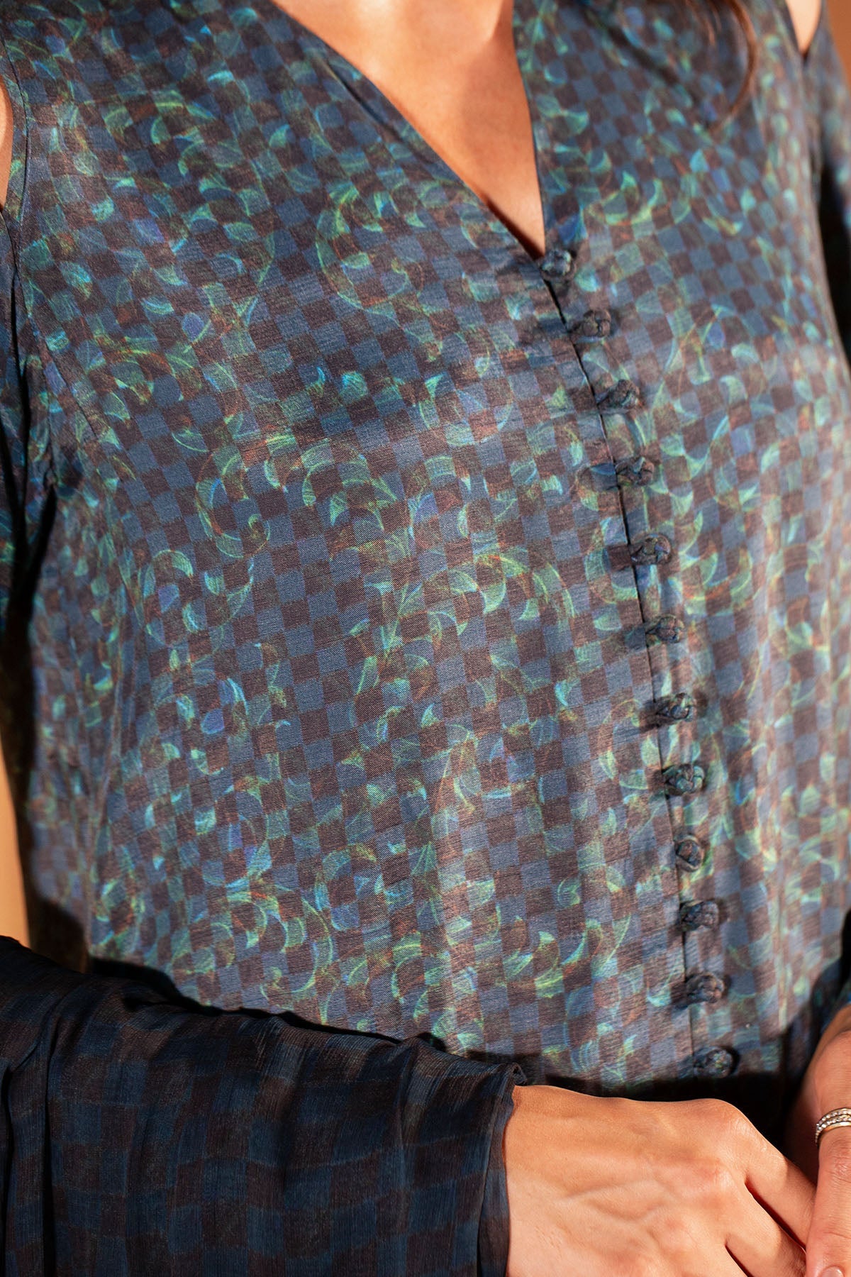 3 Piece - Printed Raw Silk Suit - MC2107 - Shop Now at Kayseria