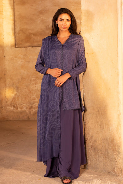 3 Piece - Printed Raw Silk Suit - MC2108 - Shop Now at Kayseria