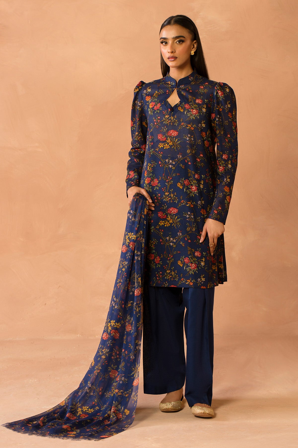 3 Piece - Printed & Khaddar Suit - MC2116