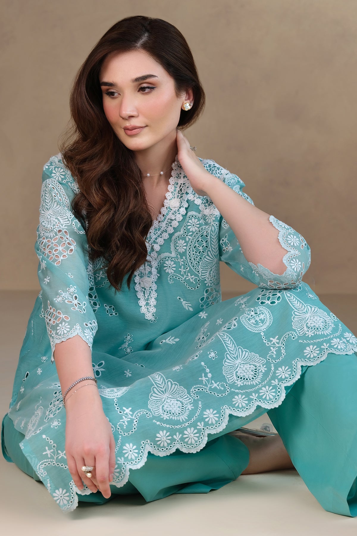3 Piece - Embroidered Kara Cotton Suit - MCP1711-2 - Shop Now at Kayseria