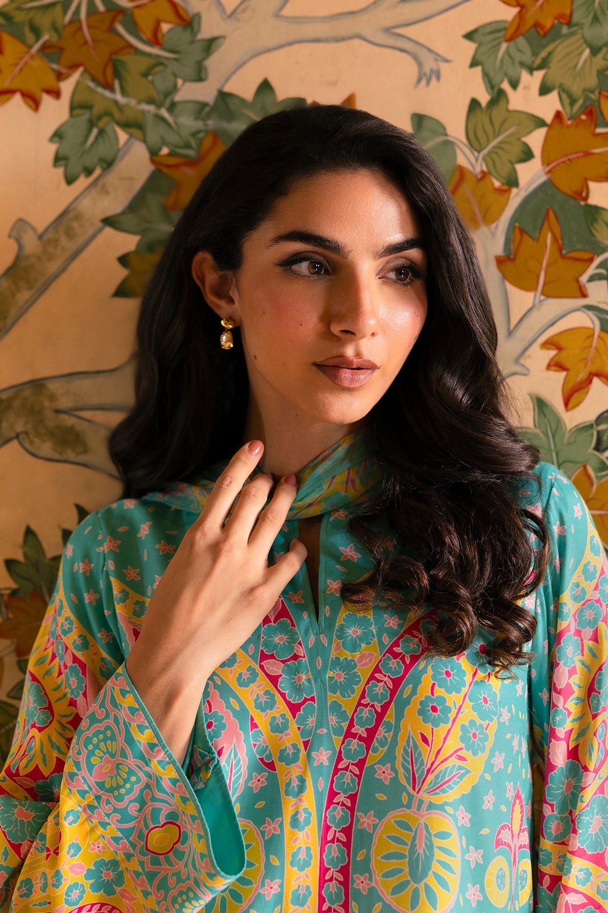 3 Piece - Printed Raw Silk Suit - MCP1730-2 - Shop Now at Kayseria