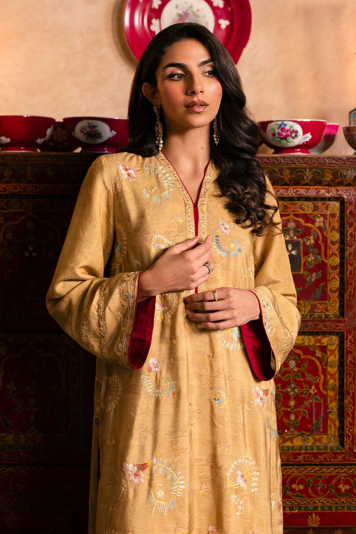2 Piece - Printed & Embroidered Pure Silk Suit - MCP2010 - Shop Now at Kayseria