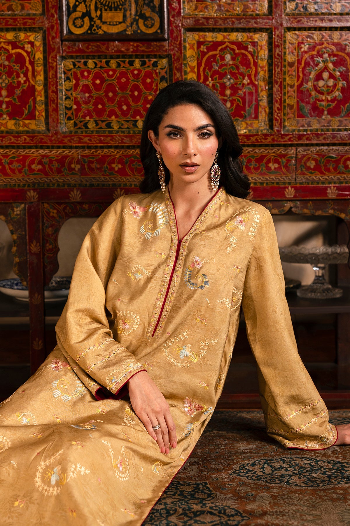 2 Piece - Printed & Embroidered Pure Silk Suit - MCP2010 - Shop Now at Kayseria