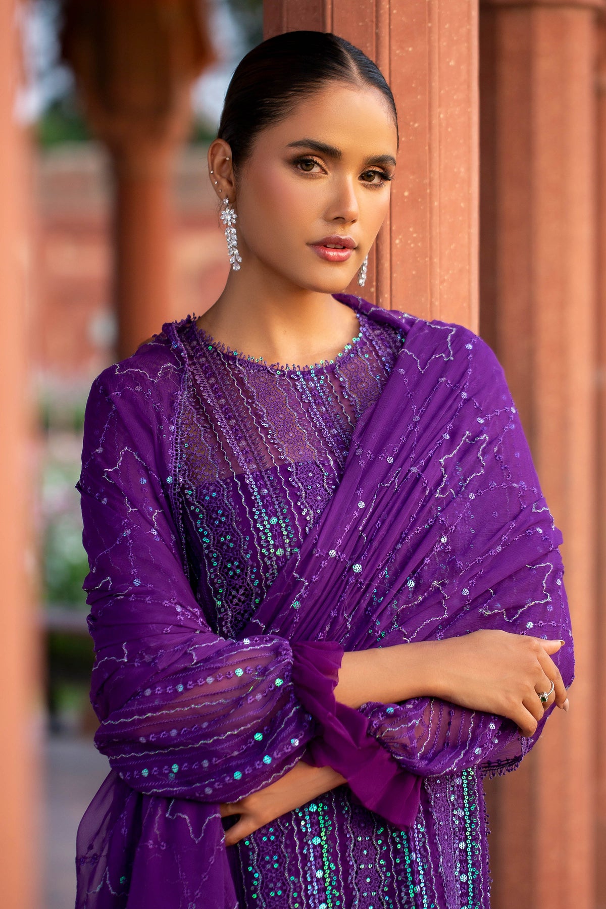 BEMBERG CHIFFON | EMBROIDERED