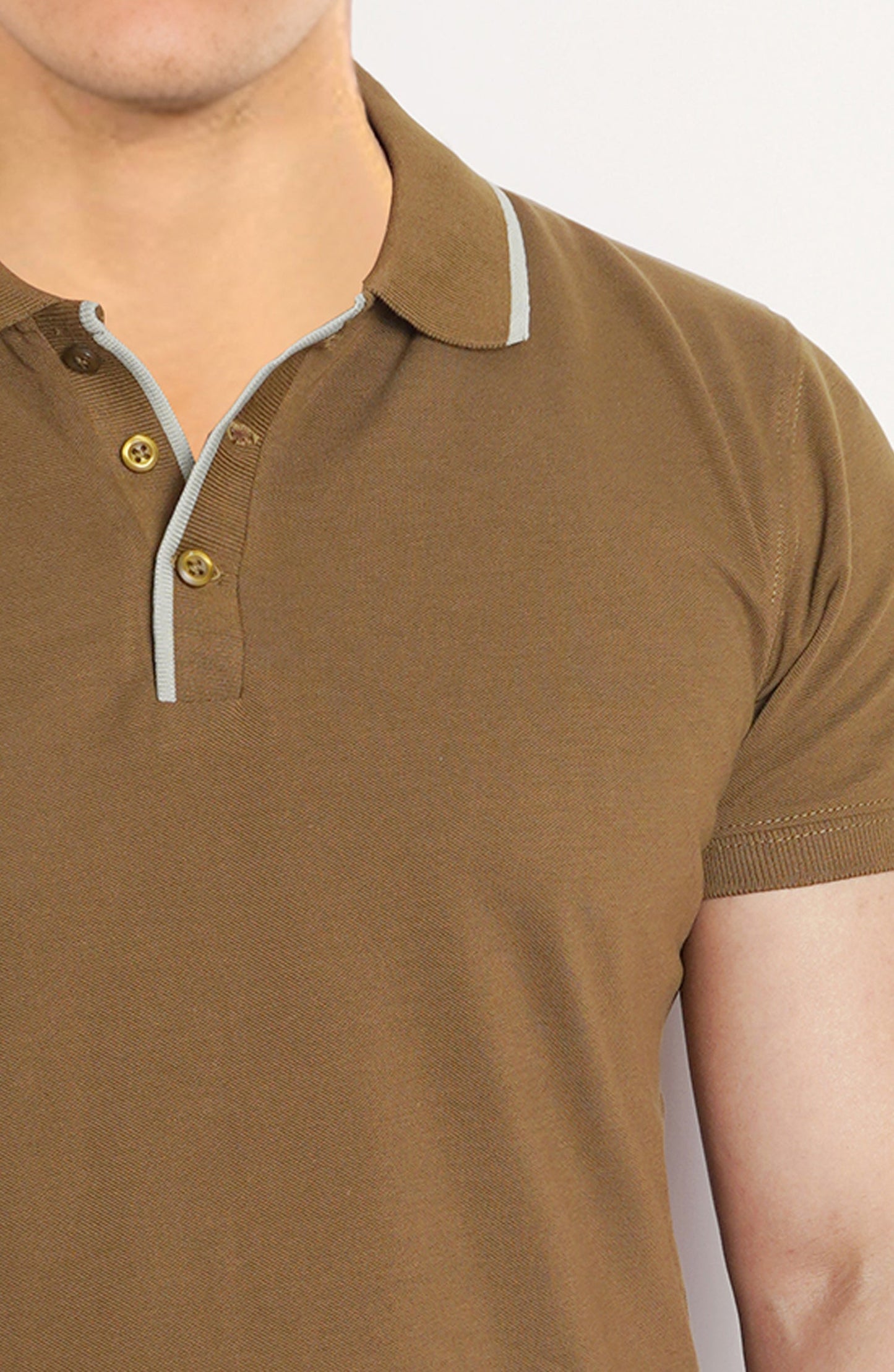Polo Tee With Tipped Ribbing
