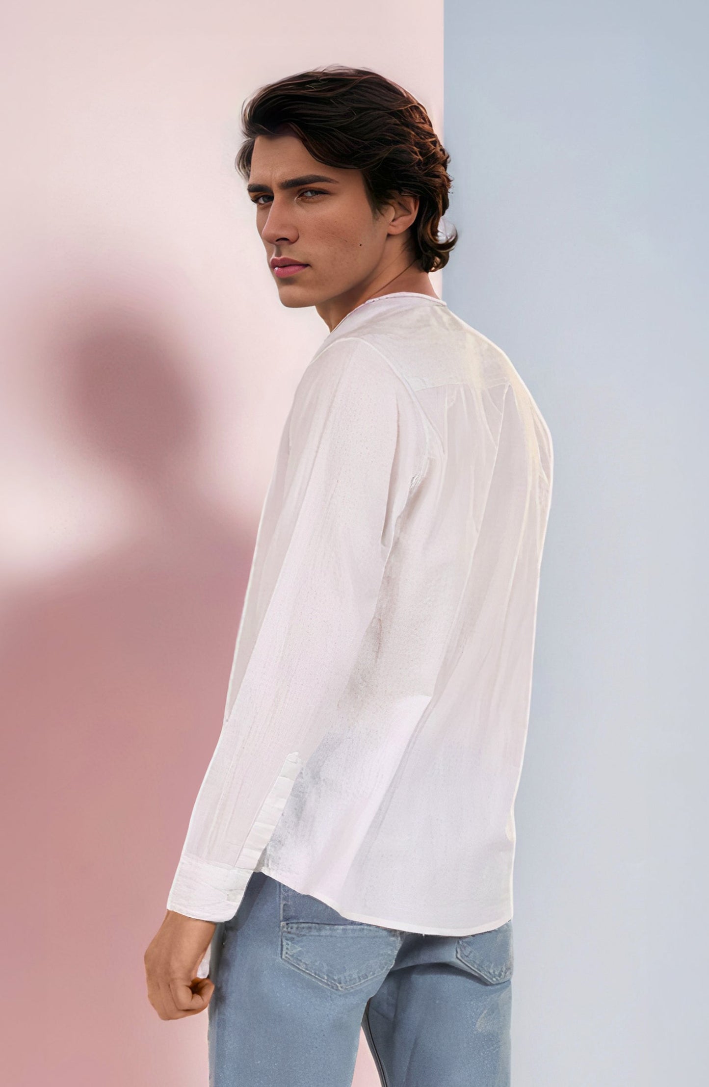 Cotton Linen Shirt In White
