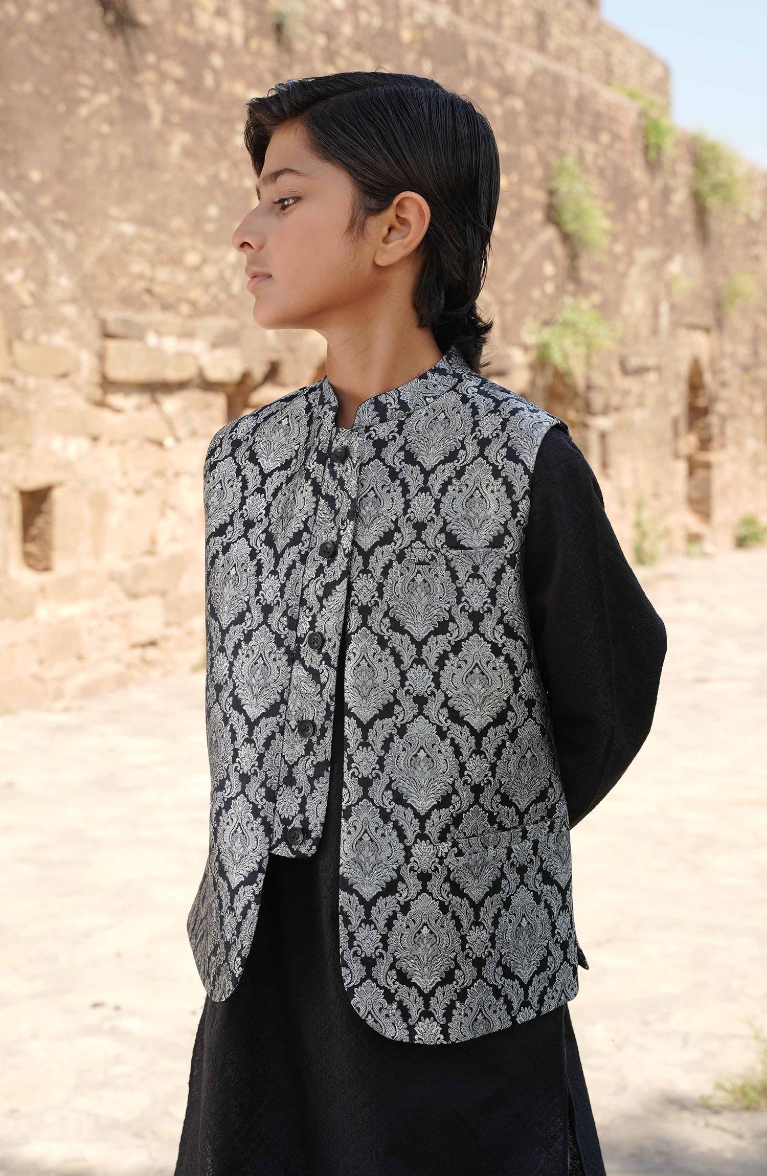 Boys Jamawar Waist Coat - SBWC902324 - Shop Now at Leisure Club
