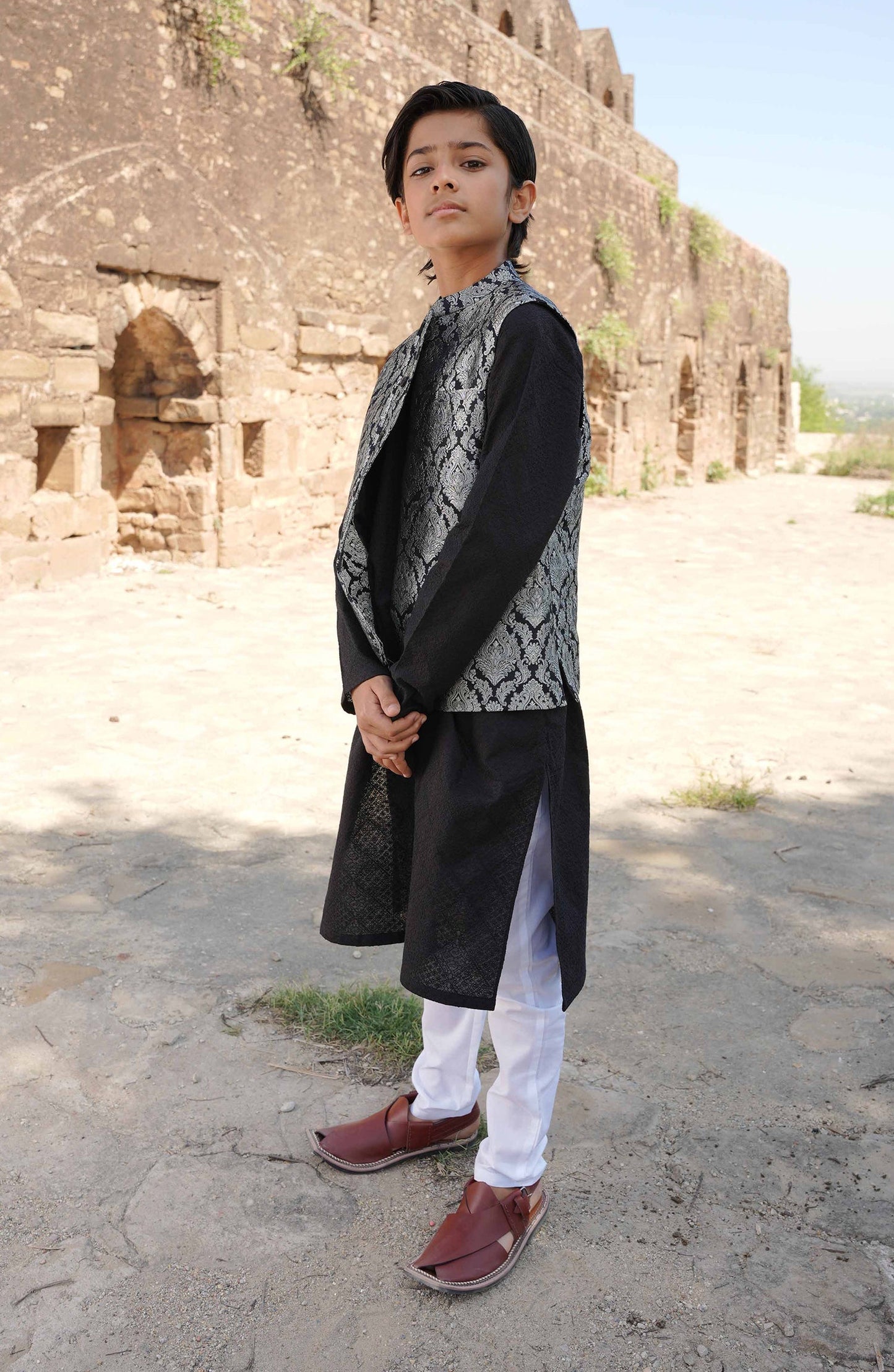 Boys Jamawar Waist Coat - SBWC902324 - Shop Now at Leisure Club