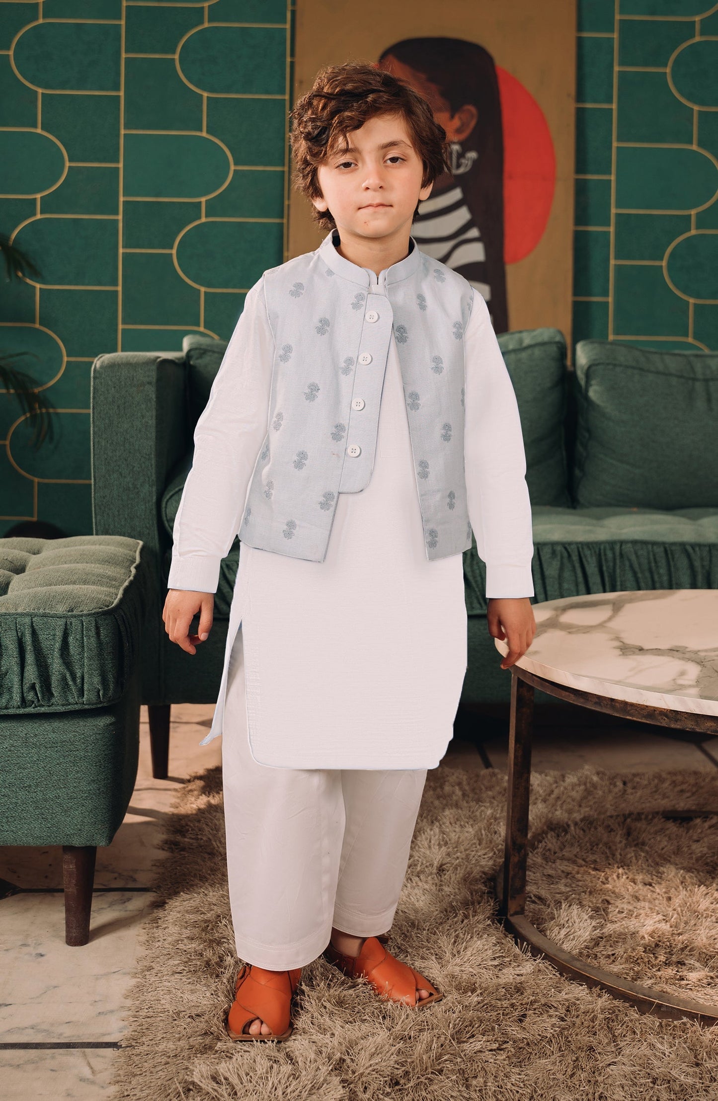 Shiffili Emb. Waistcoat 3 Pcs Suit