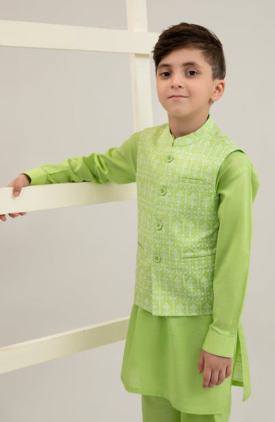 Boys Printed Waistcoat 3piece Suit - SIS708125 - Shop Now at Leisure Club