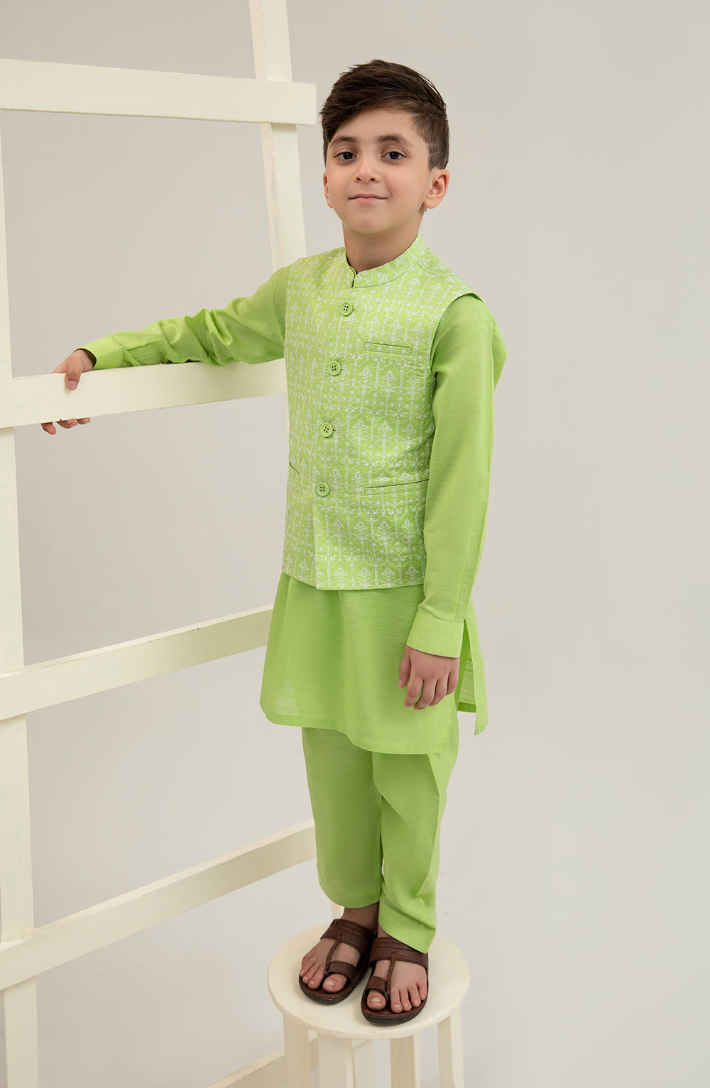Boys Printed Waistcoat 3 Piece Suit