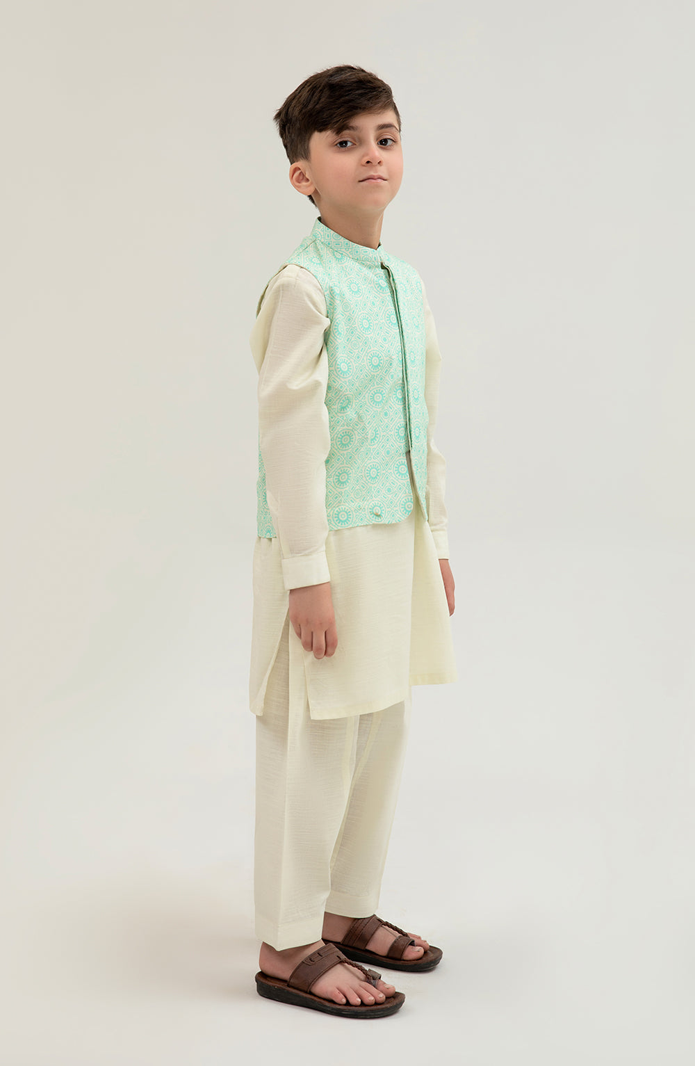 Boys Printed Waistcoat 3 Piece Suit