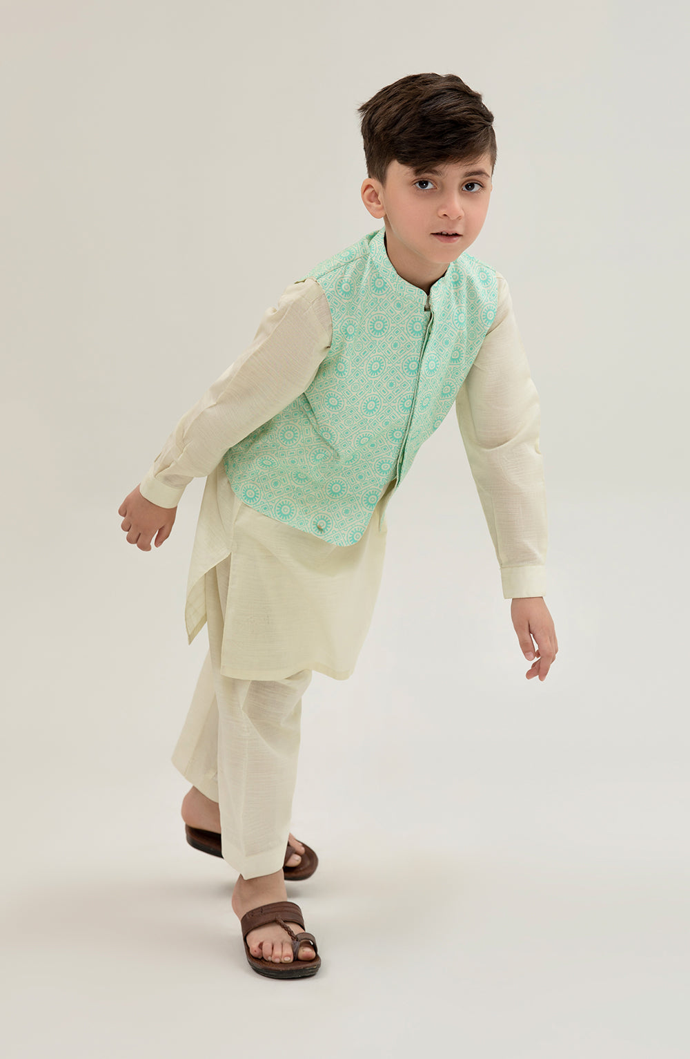 Boys Printed Waistcoat 3 Piece Suit