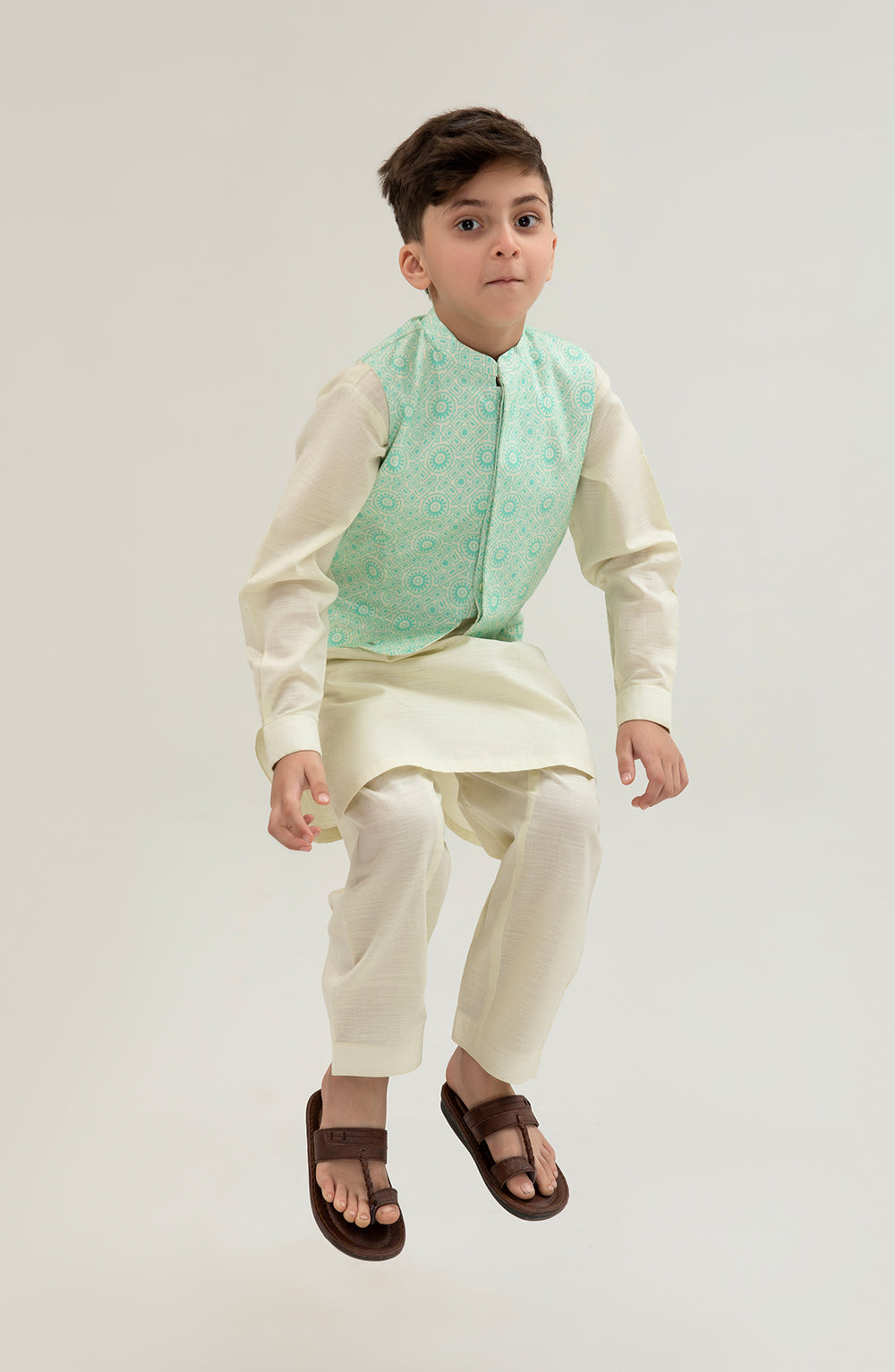 Boys Printed Waistcoat 3 Piece Suit