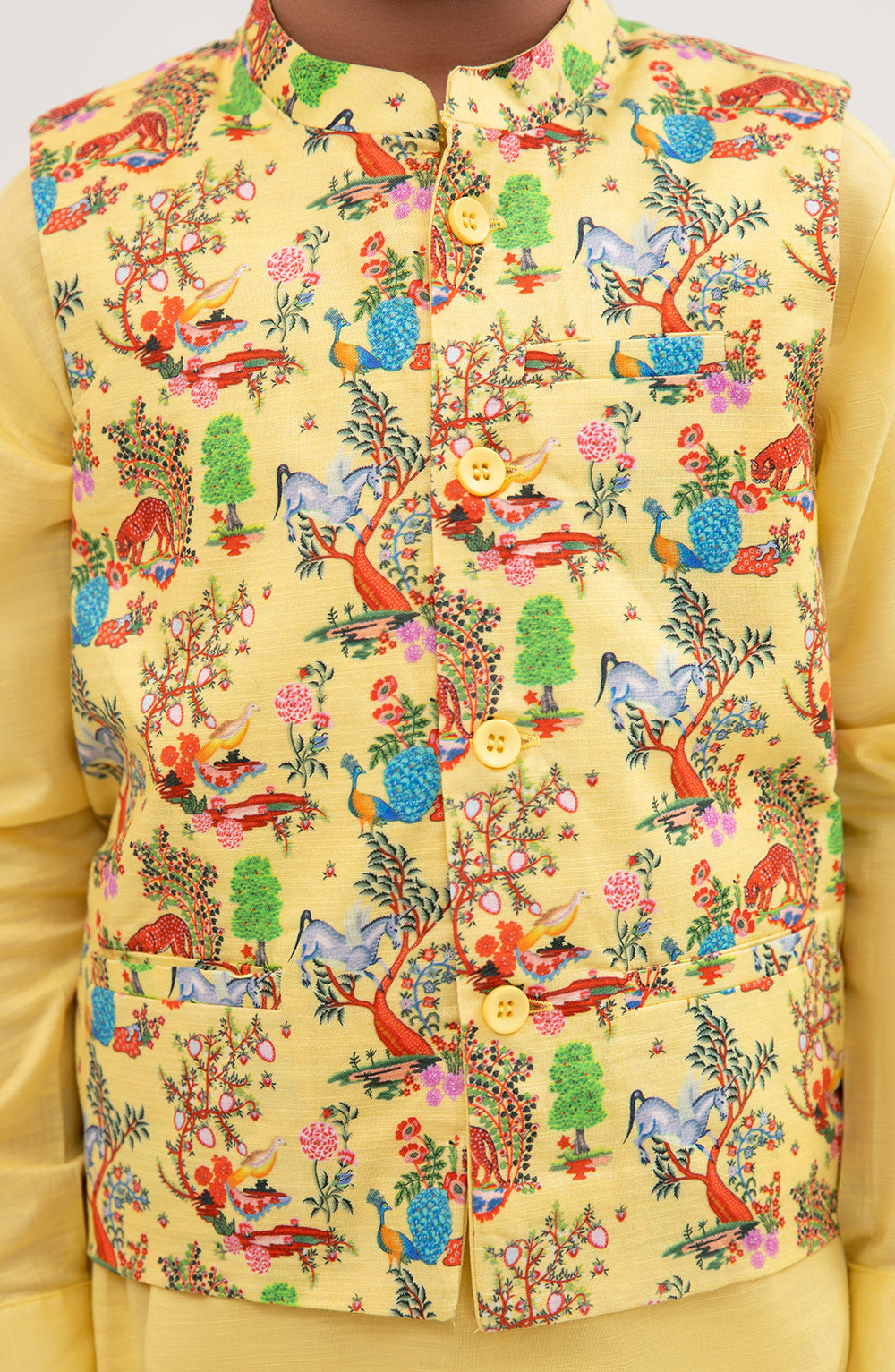 Boys Printed Waist Coat 3 Piece Suit