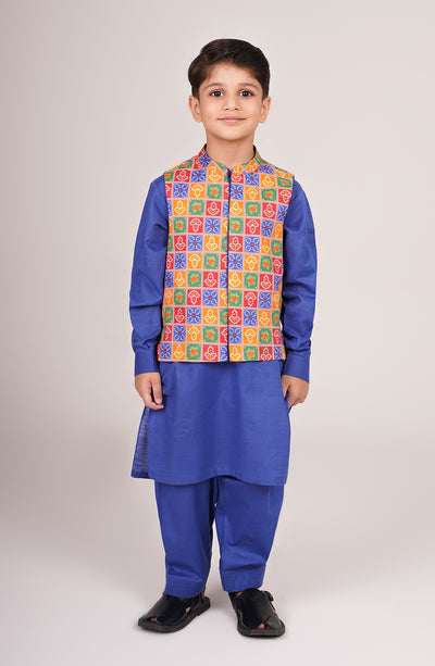 Boys Printed Waistcoat 3piece Suit - SIS718125 - Shop Now at Leisure Club