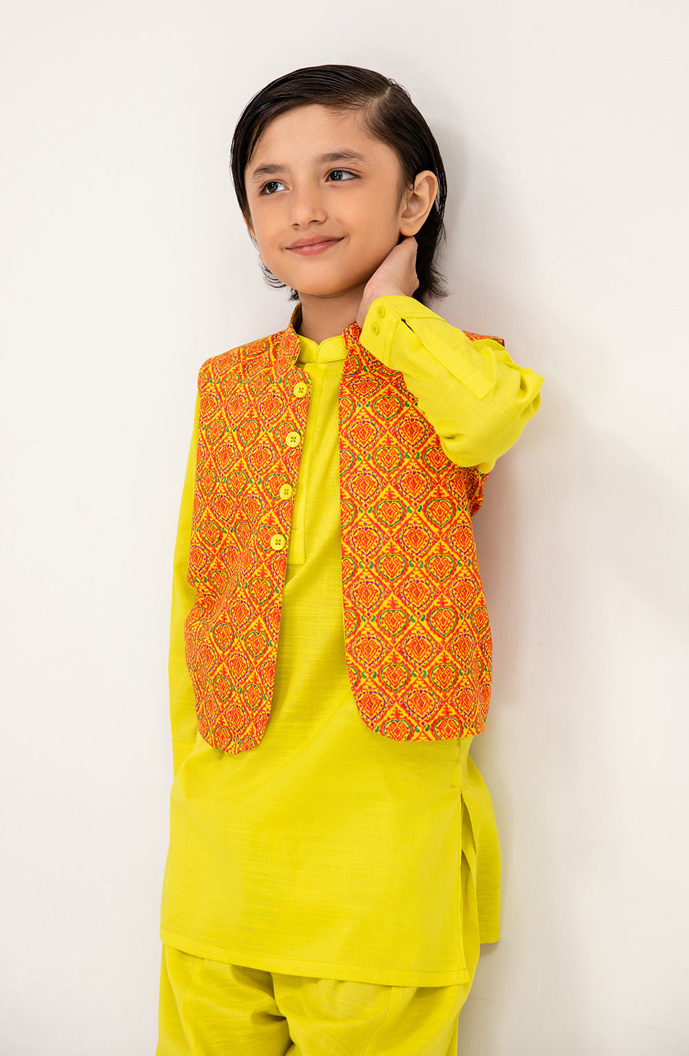 Boys Printed Waistcoat 3 Piece Suit