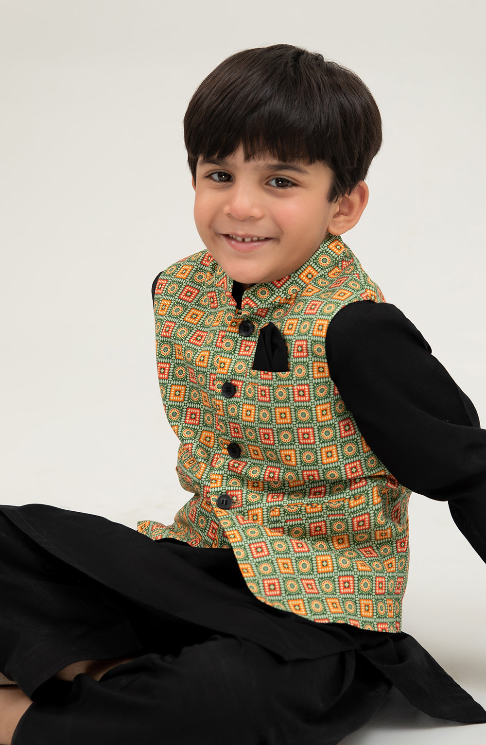 Boys Printed Waistcoat 3 Piece Suit