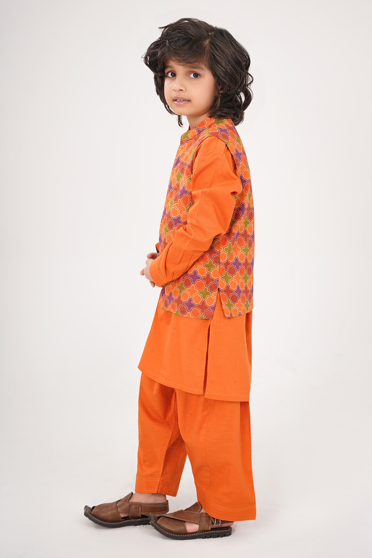 Printed Waistcoat 3 Piece Suit - SIS812225