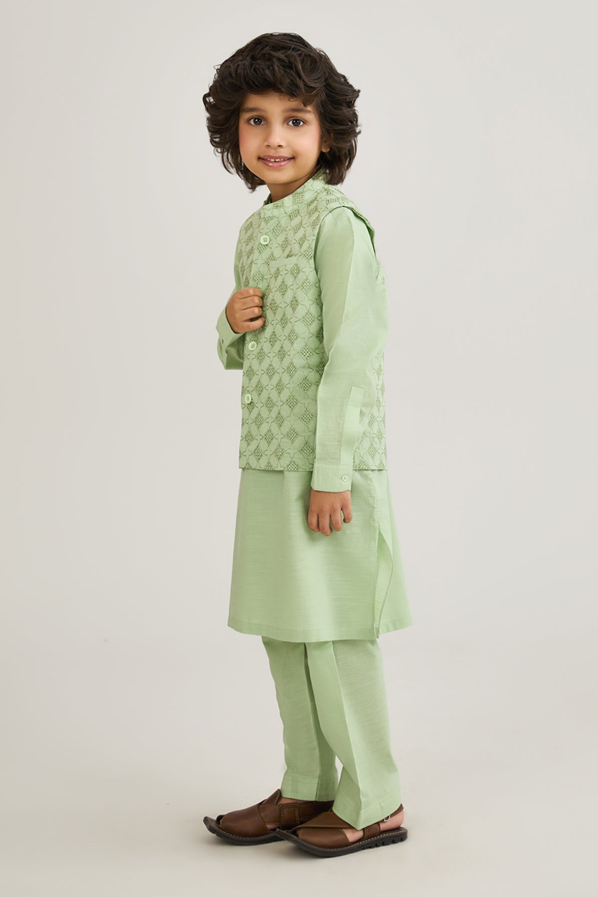 Boys Embroidered Waistcoat 3 Piece Suit - SIS825225 - Shop Now at Leisure Club
