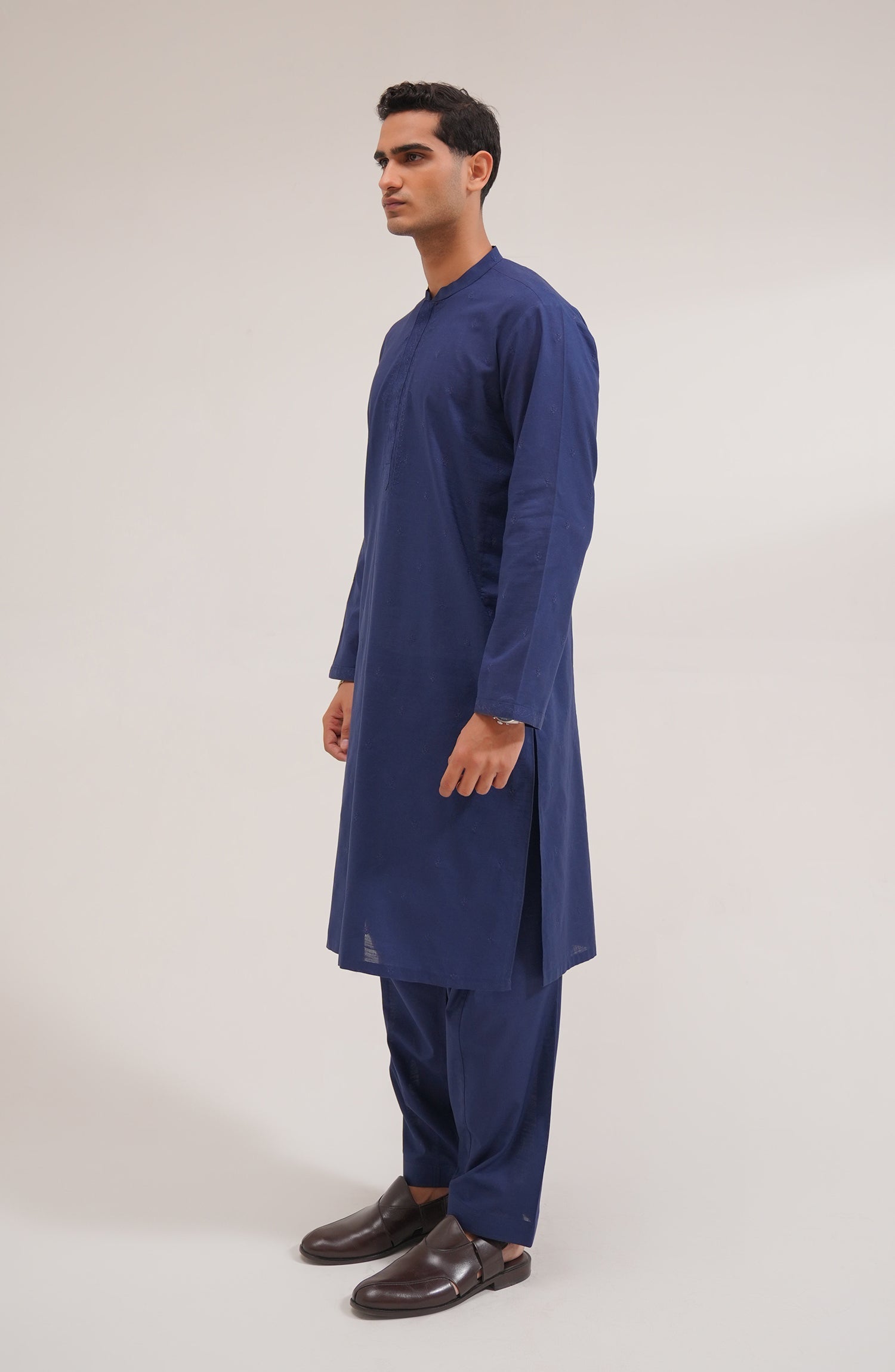 Men's Front Placket Embroidered Suit - Shop Now at Shahnameh