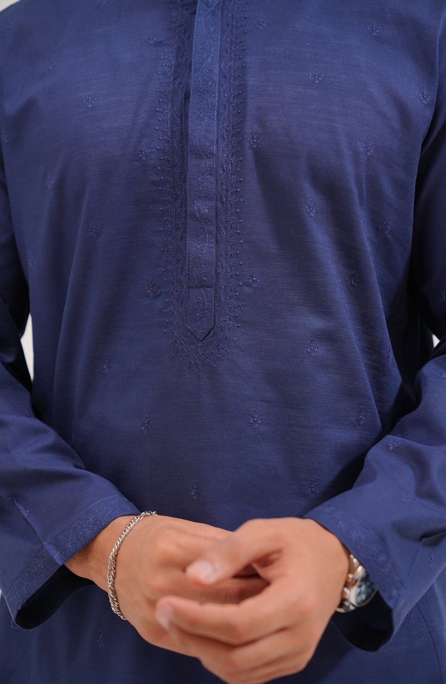 Men's Front Placket Embroidered Suit - Shop Now at Shahnameh
