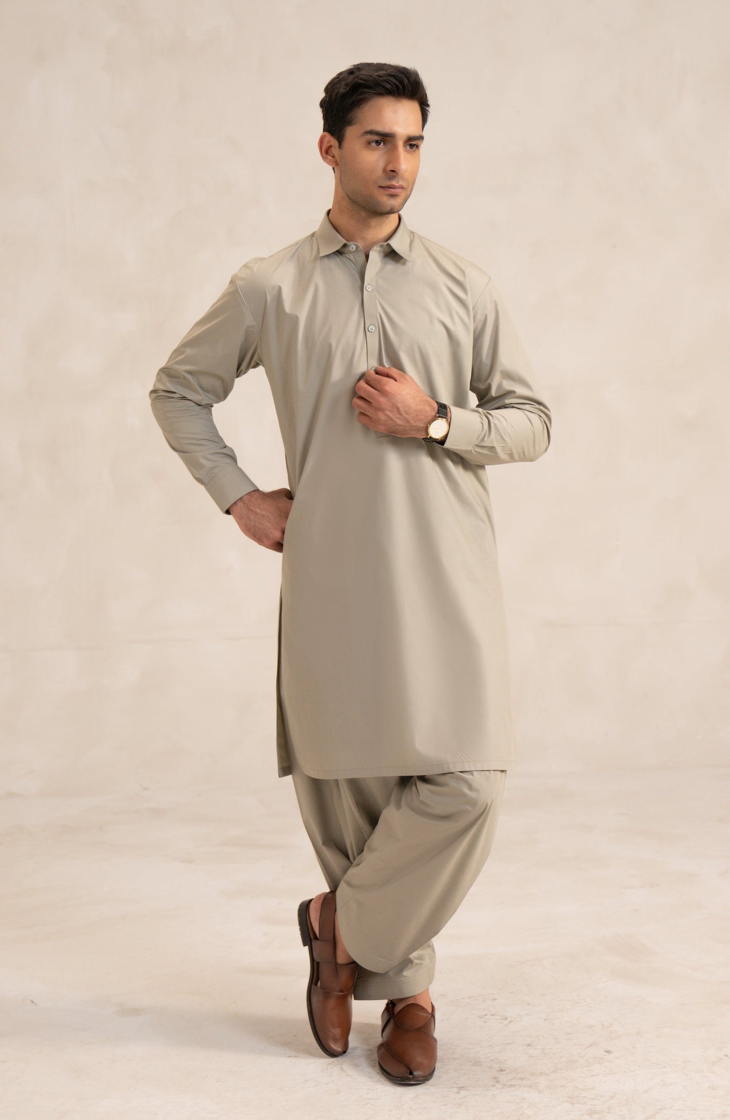 Men's 2 Piece Band Collar Suit
